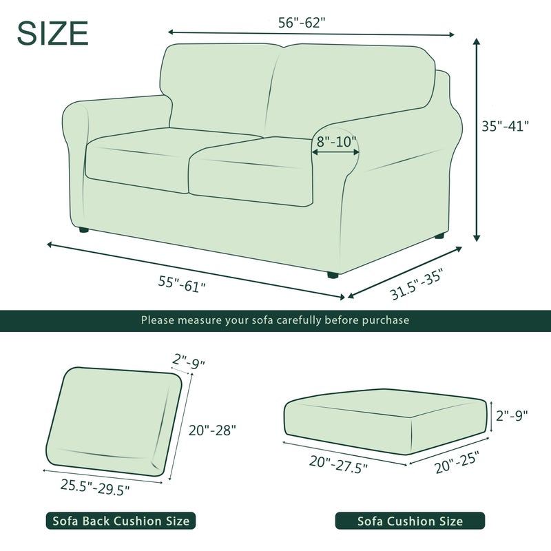CHUN YI 5 Piece Loveseat Covers for 2 Cushion Couch  2 Seater Stretch Sofa Slipcover with Separate Backrest and Cushion Covers  Washable Furniture Protector for Dogs Pets (Medium  Light Grey) - Image 4